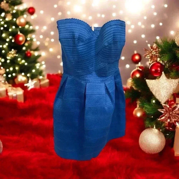 B. Darlin Strapless Stretchy Party/Cocktail/Prom Puff Dress Size 7/8, Pre-Owned - Picture 1 of 7